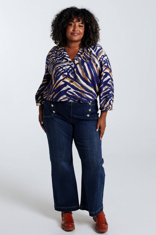 Raglanbluse aus Viskose mit Zebradruck-Paprika-8