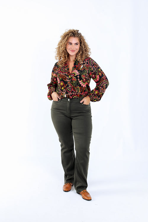 Bluse aus bedrucktem Viskosestoff im Folklore-Stil-Paprika-7