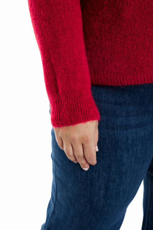Pullover mit einfarbiger Alpakawolle-Paprika-5