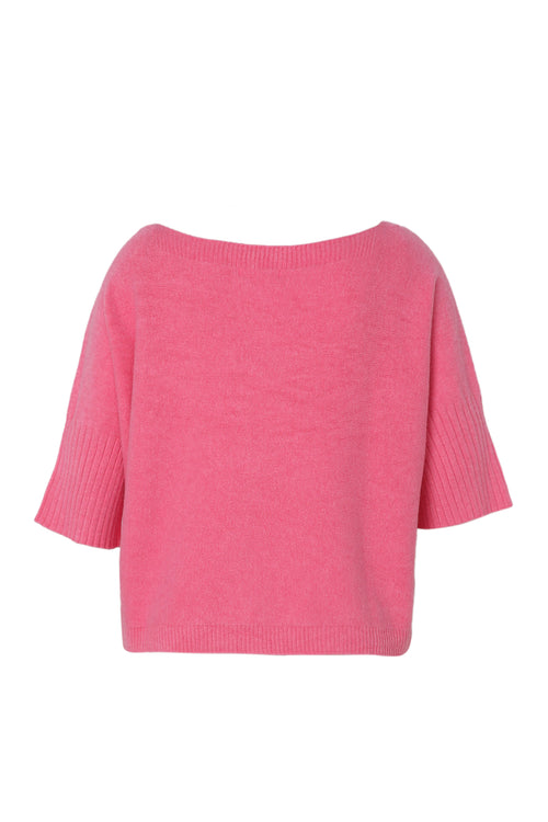 Einfarbiger Pullover mit Bootsausschnitt-Paprika-2