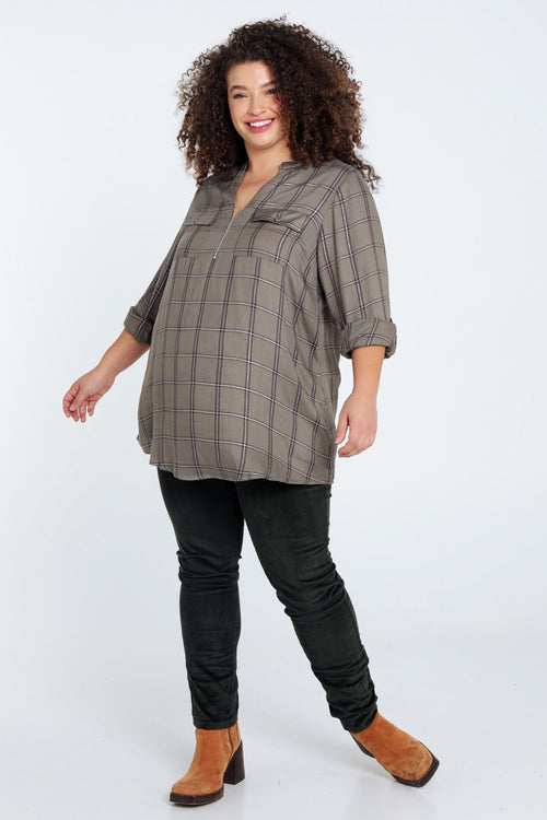 Chemise à carreaux en viscose-Paprika-7