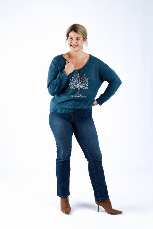 Pullover mit Lebensbaum-Motiv-Paprika-5