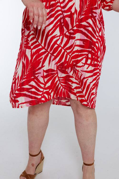 Kleid aus Viskose mit Blattdruck-Paprika-6