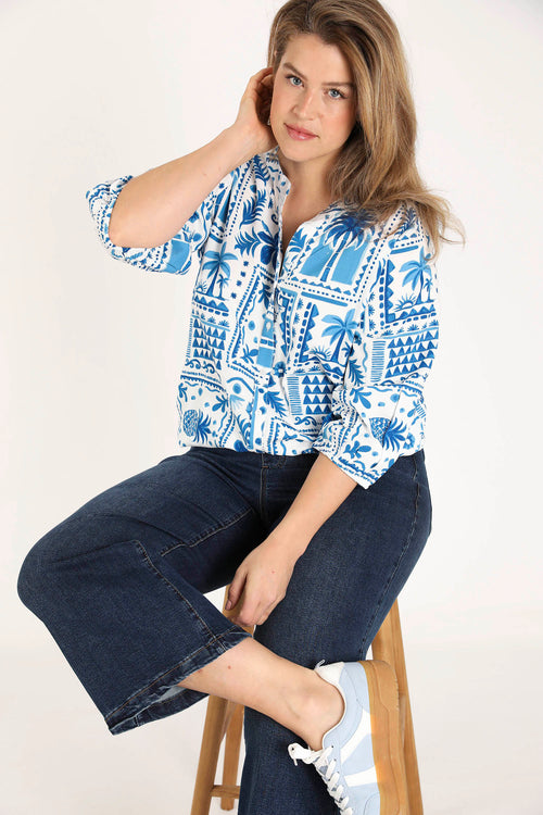 Bedruckte Viskose-Bluse im Patchwork-Stil-Paprika-8