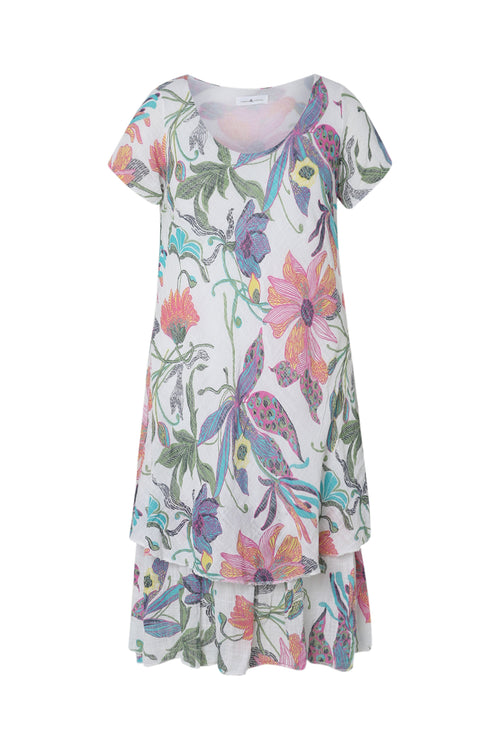 Kleid aus Baumwoll-Gaze mit Blumenmuster-Paprika-10