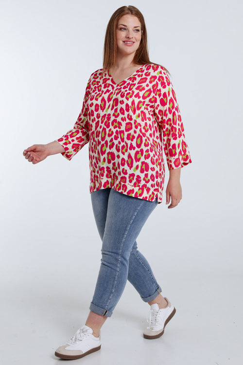 Tierhaut-Muster Viskosebluse-Paprika-8