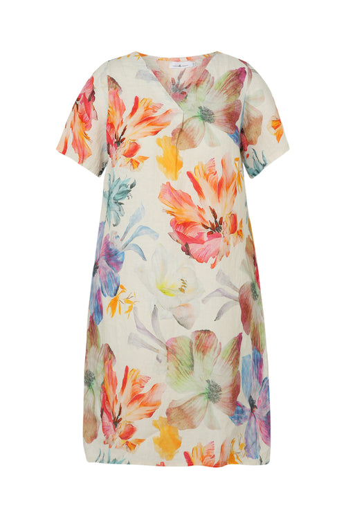 Leinenkleid mit Blumenmuster-Paprika-10