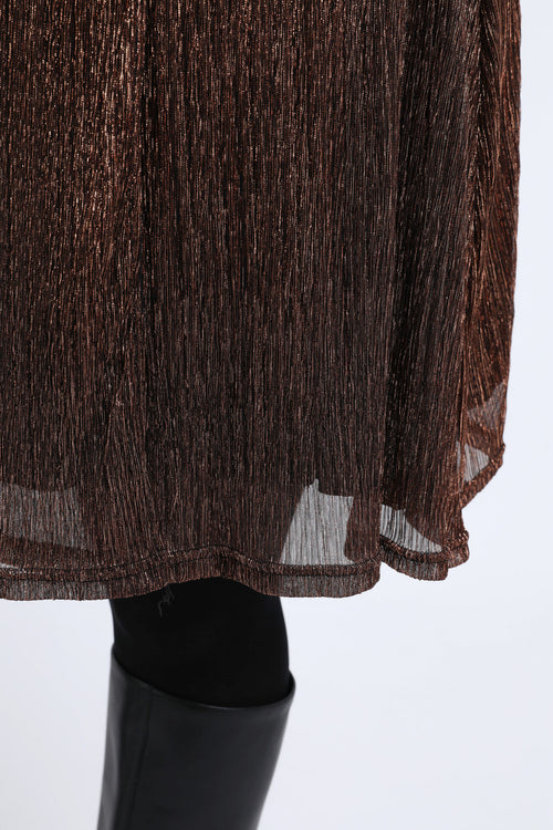 Einfarbiges, plissiertes Kleid mit Lurex-Paprika-5