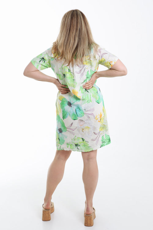 Leinenkleid mit Blumenmuster-Paprika-2
