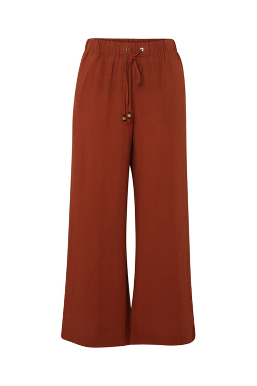 Pantalon large en viscose uni-Paprika-2