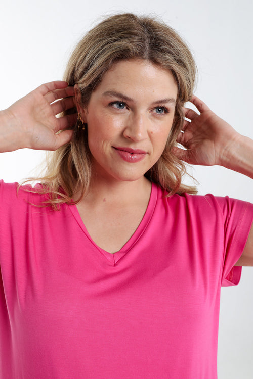Unifarbenes Viskose-T-Shirt-Paprika-6