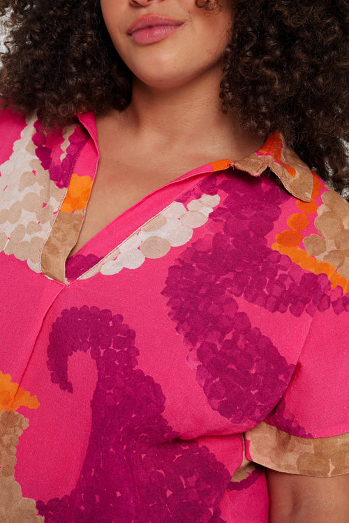 Bluse aus bedruckter Baumwolle mit Blumenmuster-Paprika-6