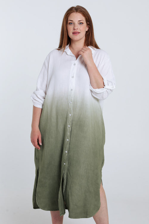 Kleid aus Leinen und Viskose mit Batikmuster-Paprika-1
