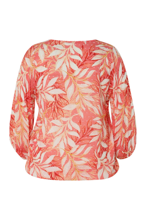 Bluse aus bedruckter Viskose mit Blättermotiv-Paprika-11