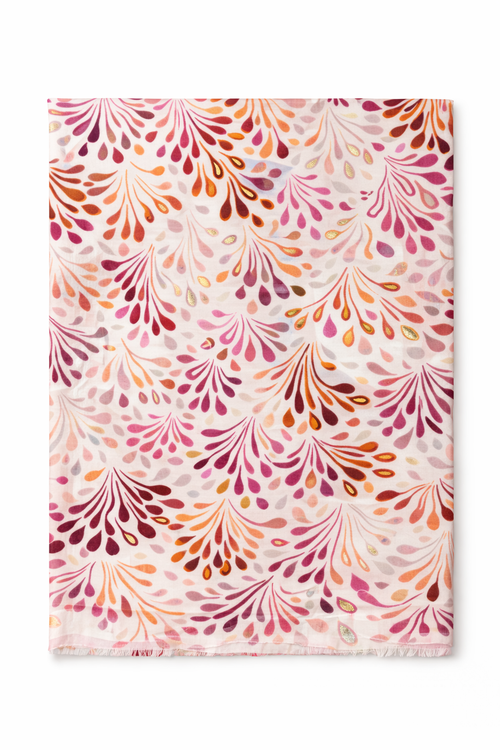 Foulard en viscose et coton imprimé gouttes avec foil-Paprika-1