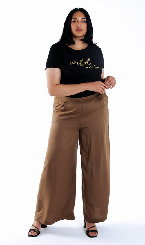 Einfarbige Tencel-Hose mit weitem Bein-Paprika-6