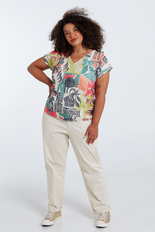 Blumenmuster T-Shirt-Paprika-9