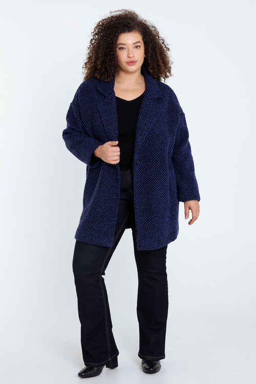 Kurze, unifarbene Jacke aus gesprenkeltem Stoff mit Wolle-Paprika-7