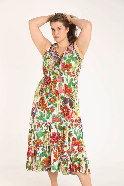 Kleid aus Viskose mit Blumenmuster und Lurex-Paprika-9