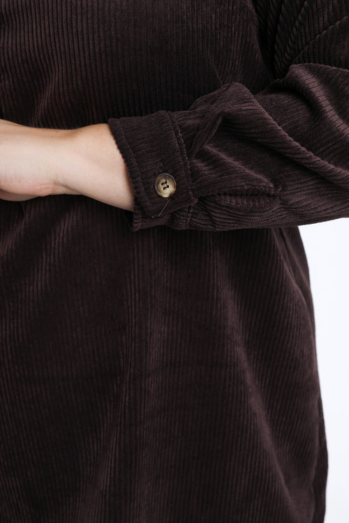 Robe courte unie en velours côtelé-Paprika-5