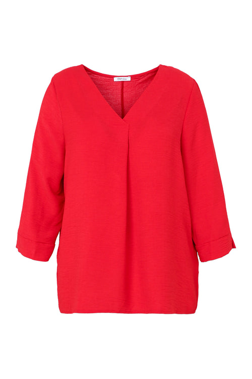 Locker geschnittene, unifarbene Bluse-Paprika-10