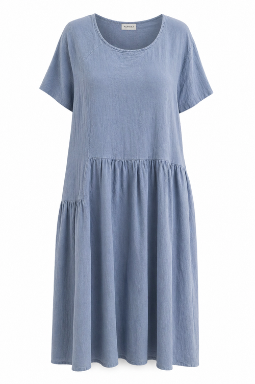 Einfarbiges Kleid aus Baumwollgaze-Paprika-1