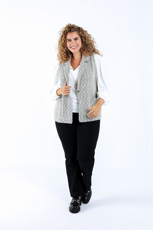 Blazer sans manches à motif chevrons-Paprika-6