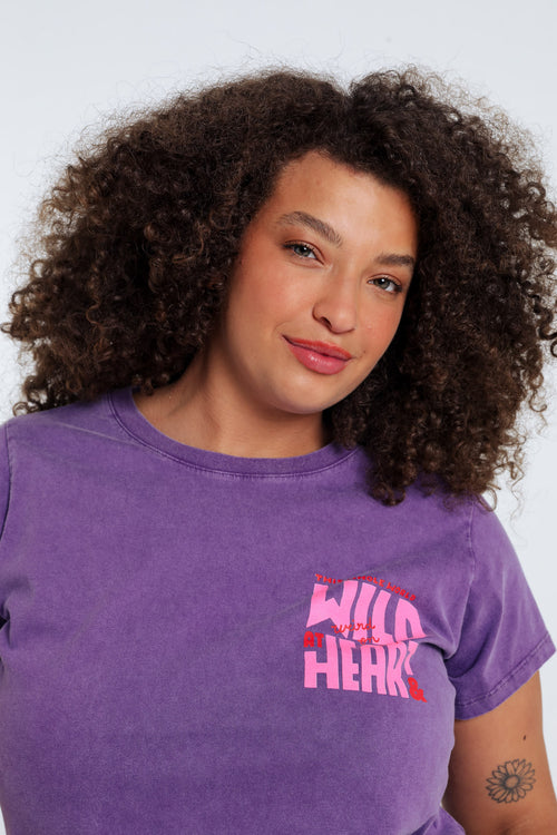 T-Shirt aus einfarbigem Baumwollstoff mit dem Aufdruck Wild heart-Paprika-3