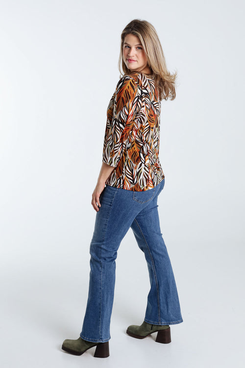 T-shirt plumes en maille gomme-Paprika-9