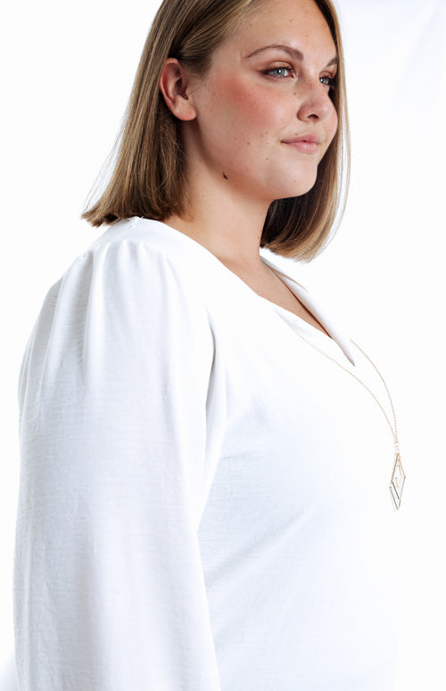 T-shirt bi-matière uni avec collier-Paprika-4