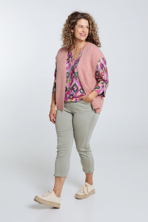 Unifarbene, ärmellose Strickjacke -Paprika-6