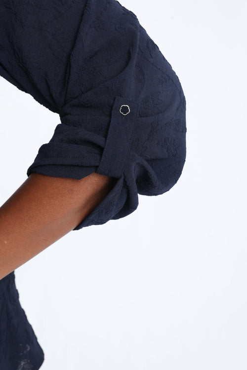 Chemise unie avec motif fleurs en relief-Paprika-5