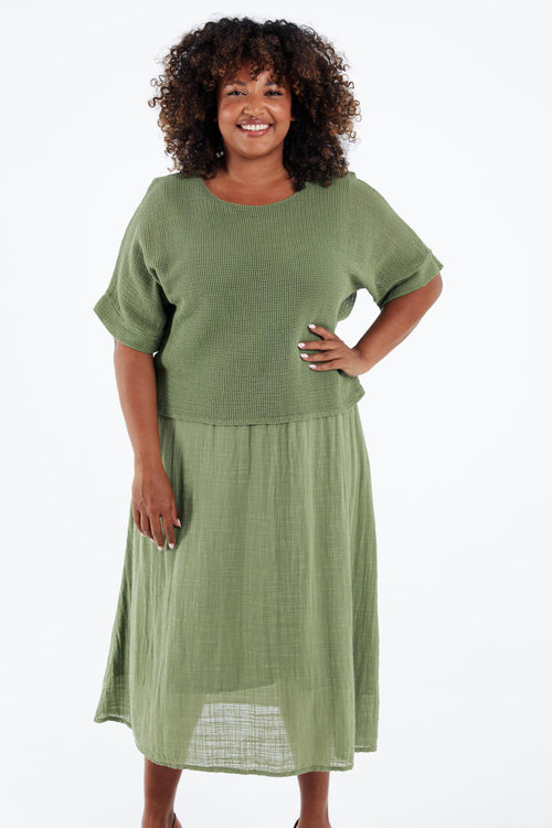 Kleid 2in1 aus einfarbigem Baumwollgaze-Paprika-1