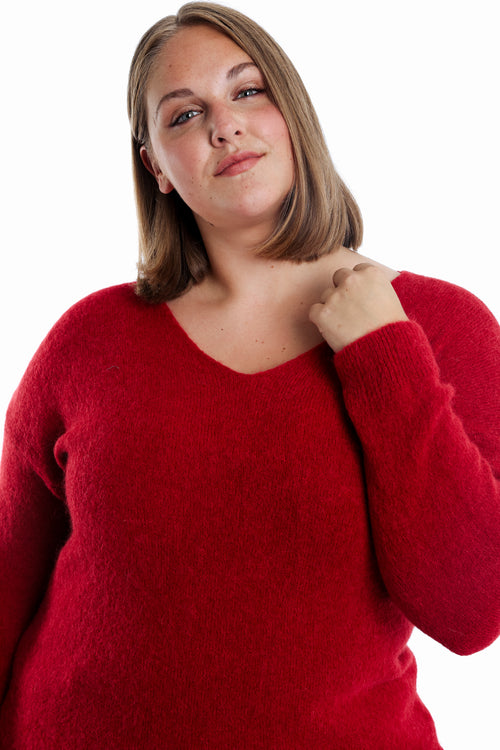 Pullover mit einfarbiger Alpakawolle-Paprika-3
