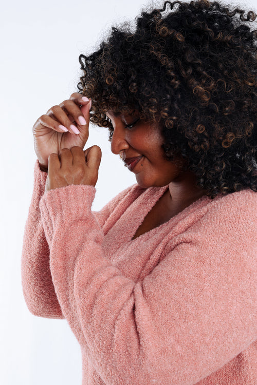 Pull maille bouclette uni-Paprika-5