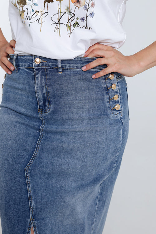 Jeansrock mit Schlitz und Knöpfen-Paprika-6