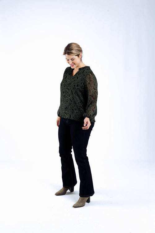 Zweifarbige Bluse mit Paisley-Muster-Paprika-7