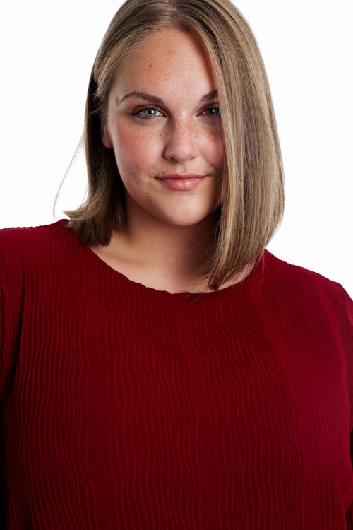Blouse plissée unie-Paprika-3