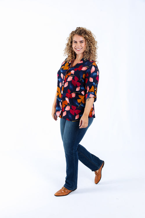 Bluse aus bedruckter Viskose mit Blumenmuster-Paprika-6