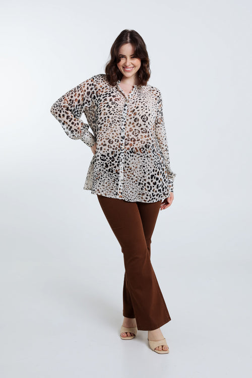 Lockere Bluse mit Tierfellmuster-Paprika-8