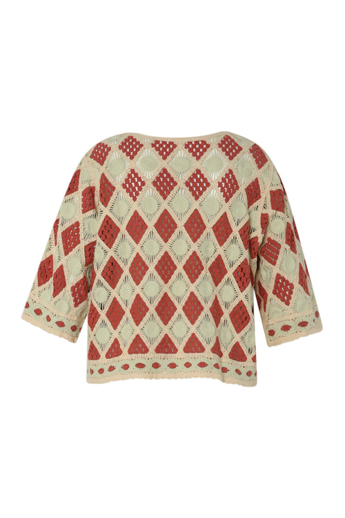 Gehäkelter Pullover mit grafischem Muster-Paprika-3