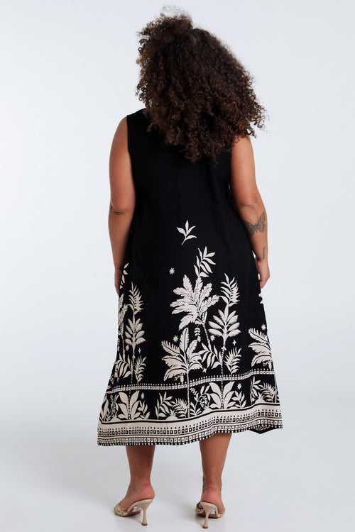 Druckkleid aus Viskose mit Blattmuster-Paprika-2