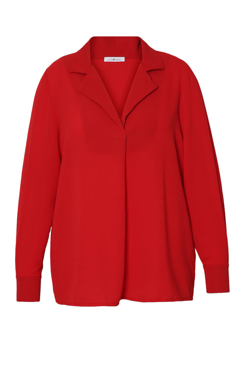 Blouse col revers unie-Paprika-7