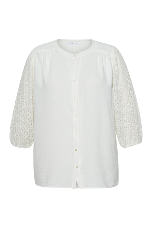 Blouse unie manches en crochet-Paprika-11