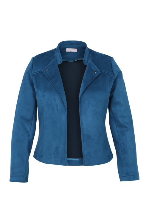 Kurze, unifarbene Motorradjacke in Wildlederoptik-Paprika-10