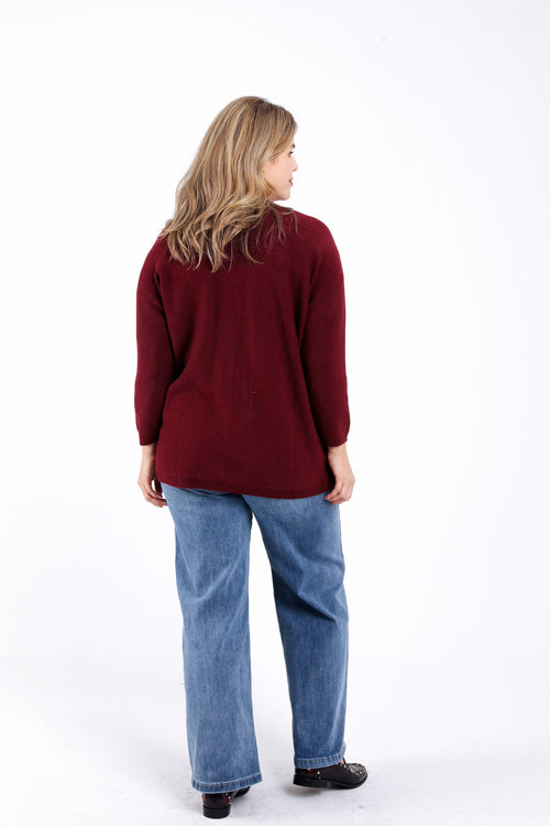 Langer Cardigan aus einfarbiger Viskose-Paprika-1