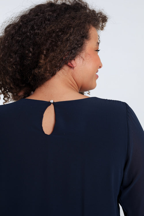 Einfarbige Bluse mit Schmuck-Paprika-3