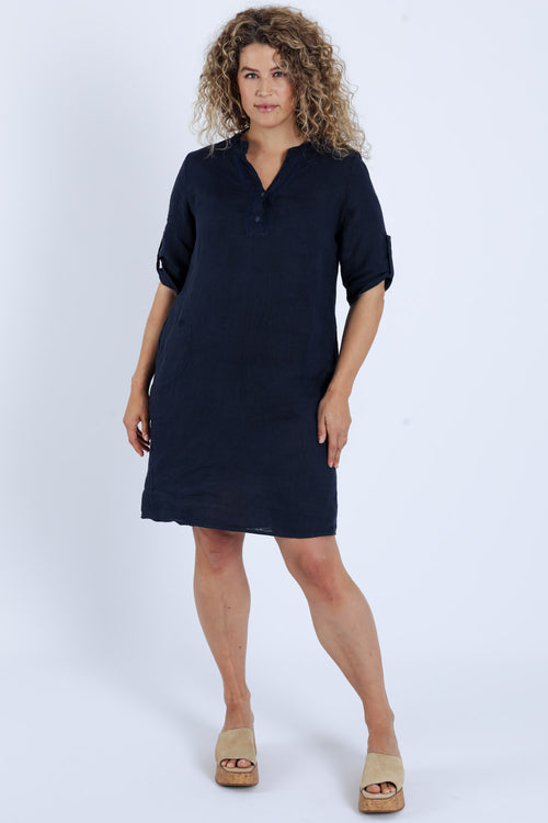 Leinen-Tunika-Kleid uni-Paprika-7