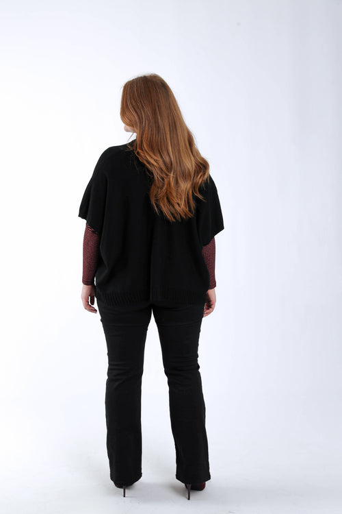 Uni kurzer Pullover aus Viskose-Paprika-1