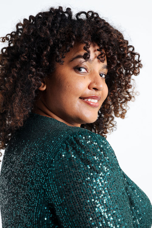 Paillettenkleid mit Wickelausschnitt-Paprika-6